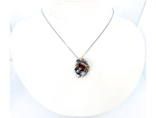 Load image into Gallery viewer, Spessartine Garnet and Ethiopian Welo Opal Pendant: Sterling Silver Wire Wrap