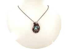 Load image into Gallery viewer, Iridescent Abalone Pua Shell Pendant with Labradorite Copper Wire Wrapped Ocean Jewelry - Heather Jordan Jewelry