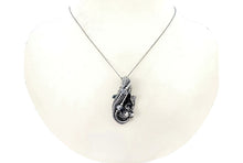 Load image into Gallery viewer, Vivianite Crystal Pendant: Sterling Silver Wire-Wrapped with Herkimer Diamonds, Gothic Gemstone Jewelry - Heather Jordan Jewelry