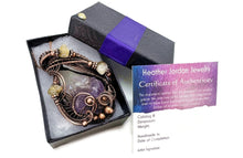 Load image into Gallery viewer, Amethyst Crystal Wire Wrapped Pendant in Bronze with Citrine Nuggets - Heather Jordan Jewelry