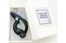 Load image into Gallery viewer, Steampunk Verdigris Crackle Quartz Pendant, Wire-Wrapped in Brass with Herkimer Diamond