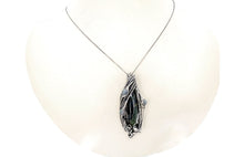 Load image into Gallery viewer, Stromatolite Pendant: Kambaba Jasper Fossil Necklace with Labradorite, Sterling Silver Wire Wrap - Heather Jordan Jewelry