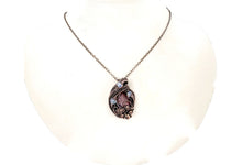 Load image into Gallery viewer, Rhodonite Wire Wrapped Pendant in Bronze with Rainbow Moonstone - Heather Jordan Jewelry