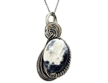 Load image into Gallery viewer, Sodalite Jewelry Set with Swarovski Crystal - Necklace and Earrings Sterling Silver Wire Wrap