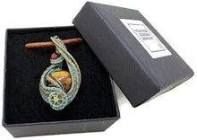 Load image into Gallery viewer, Verdigris Gemstone Steampunk Pendant: Copper Wire Wrap, Swirl Model