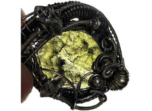 Load image into Gallery viewer, Large Moldavite Pendant Wire-Wrapped in Sterling Silver with Herkimer Diamonds Tektite Jewelry