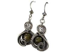 Load image into Gallery viewer, Sterling Silver Labradorite Jewelry Set with Swarovski Crystal - Necklace and Earrings