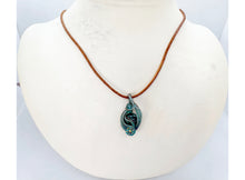Load image into Gallery viewer, Verdigris Gemstone Steampunk Pendant: Copper Wire Wrap, Swirl Model