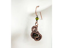 Load image into Gallery viewer, Dragon Bloodstone Wire-Wrapped Jewelry Set: Bronze Necklace &amp; Earrings with Swarovski Crystal Swish Design - Heather Jordan Jewelry