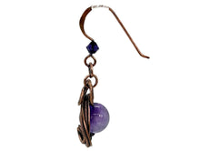 Load image into Gallery viewer, Amethyst and Bronze Necklace and Earrings Jewelry Set with Swarovski Crystal, Swish Design