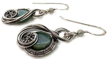 Load image into Gallery viewer, Custom Gemstone Sterling Silver Steampunk "Swish" Earrings