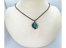 Load image into Gallery viewer, Verdigris Mini Woven Circle Gemstone Pendant in Copper