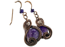 Load image into Gallery viewer, Amethyst and Bronze Necklace and Earrings Jewelry Set with Swarovski Crystal, Swish Design