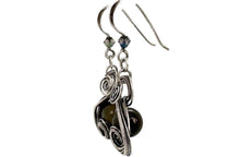 Load image into Gallery viewer, Sterling Silver Labradorite Jewelry Set with Swarovski Crystal - Necklace and Earrings