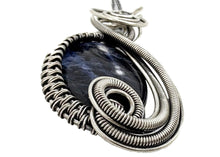 Load image into Gallery viewer, Sodalite Jewelry Set with Swarovski Crystal - Necklace and Earrings Sterling Silver Wire Wrap