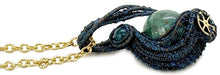 Load image into Gallery viewer, Steampunk Verdigris Hemo Jasper Necklace w Malachite/Azurite, Bronze Wire Wrap