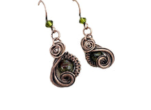 Load image into Gallery viewer, Dragon Bloodstone Wire-Wrapped Jewelry Set: Bronze Necklace &amp; Earrings with Swarovski Crystal Swish Design - Heather Jordan Jewelry