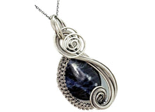 Load image into Gallery viewer, Sodalite Jewelry Set with Swarovski Crystal - Necklace and Earrings Sterling Silver Wire Wrap