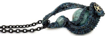 Load image into Gallery viewer, Steampunk Verdigris Hemo Jasper Pendant, Wire-Wrapped in Brass with Green Apatite