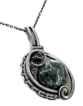 Load image into Gallery viewer, Gemstone Mini Woven Circle Pendant with Swarovski Crystal, Sterling Silver Wire Wrap