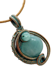 Load image into Gallery viewer, Verdigris Mini Woven Circle Gemstone Pendant in Copper
