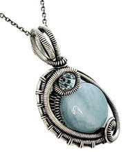Load image into Gallery viewer, Gemstone Mini Woven Circle Pendant with Swarovski Crystal, Sterling Silver Wire Wrap