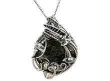 Load image into Gallery viewer, Large Moldavite Pendant Wire-Wrapped in Sterling Silver with Herkimer Diamonds Tektite Jewelry