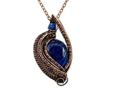 Load image into Gallery viewer, Lapis Lazuli Mini Woven Teardrop Pendant: Bronze Wire Wrap