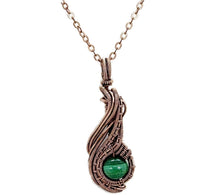 Load image into Gallery viewer, Malachite "Comet" Pendant: Copper Wire Wrap