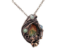 Load image into Gallery viewer, Picasso Jasper Wire Wrapped Pendant in Bronze with Labradorite - Heather Jordan Jewelry