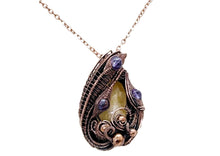 Load image into Gallery viewer, Citrine Crystal Wire Wrapped Pendant in Bronze with Amethyst - Heather Jordan Jewelry