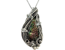 Load image into Gallery viewer, Multicolored Bismuth Crystal Pendant Necklace with Herkimer Diamonds in Sterling Silver