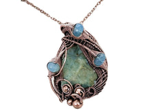 Load image into Gallery viewer, Hemimorphite Druzy Pendant: Wire-Wrapped with Green Chalcedony in Bronze - Heather Jordan Jewelry