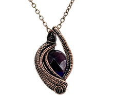 Load image into Gallery viewer, Amethyst Mini Woven Teardrop Pendant with Garnet: Bronze Wire Wrap - Heather Jordan Jewelry
