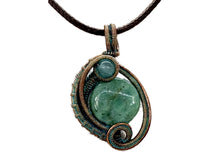 Load image into Gallery viewer, Verdigris Mini Woven Circle Gemstone Pendant in Copper