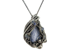 Load image into Gallery viewer, Blue Kyanite &amp; Rainbow Moonstone Pendant: Sterling Silver Wire Wrap