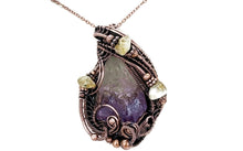 Load image into Gallery viewer, Amethyst Crystal Wire Wrapped Pendant in Bronze with Citrine Nuggets - Heather Jordan Jewelry