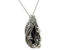 Load image into Gallery viewer, Vivianite Crystal Wire-Wrapped Pendant in Sterling Silver with Herkimer Diamonds
