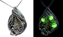 Load image into Gallery viewer, Bismuth Crystal Pendant: UV-Reactive Glass &amp; Sterling Silver Wire Wrap Necklace - Heather Jordan Jewelry