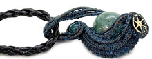 Load image into Gallery viewer, Steampunk Verdigris Hemo Jasper Necklace w Malachite/Azurite, Bronze Wire Wrap
