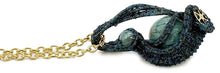 Load image into Gallery viewer, Steampunk Verdigris Hemo Jasper Pendant, Wire-Wrapped in Brass with Green Apatite