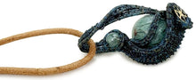 Load image into Gallery viewer, Steampunk Verdigris Hemo Jasper Pendant, Wire-Wrapped in Brass with Green Apatite