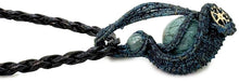 Load image into Gallery viewer, Steampunk Verdigris Hemo Jasper Pendant, Wire-Wrapped in Brass with Green Apatite