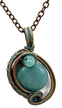 Load image into Gallery viewer, Verdigris Mini Woven Circle Gemstone Pendant in Copper