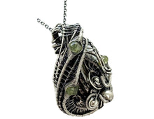 Load image into Gallery viewer, Sikhote-Alin Meteorite Pendant with Peridot, Wire-Wrapped in Sterling Silver