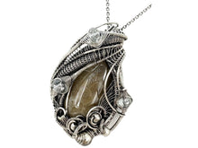 Load image into Gallery viewer, Petoskey Stone Wire-Wrapped Pendant with Aquamarine in Sterling Silver - Heather Jordan Jewelry