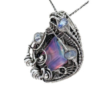 Load image into Gallery viewer, Aurora Opal Pendant: Sterling Silver Wire-Wrapped with Rainbow Moonstone - Heather Jordan Jewelry