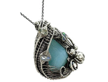 Load image into Gallery viewer, Peruvian Blue and Ethiopian Opal Pendant: Wire-Wrapped Sterling Silver Necklace, October Birthstone