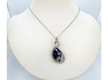 Load image into Gallery viewer, Sodalite Jewelry Set with Swarovski Crystal - Necklace and Earrings Sterling Silver Wire Wrap