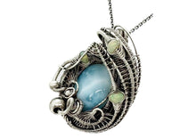 Load image into Gallery viewer, Larimar and Ethiopian Welo Opal Pendant: Sterling Silver Wire Wrap